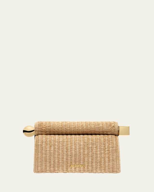 La Pochette Rond Raffia Clutch Bag
